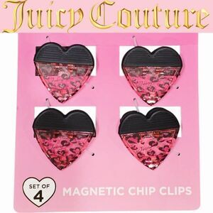 Juicy Couture Home Pink Leopord Heart Logo Magnetic Chip Clips